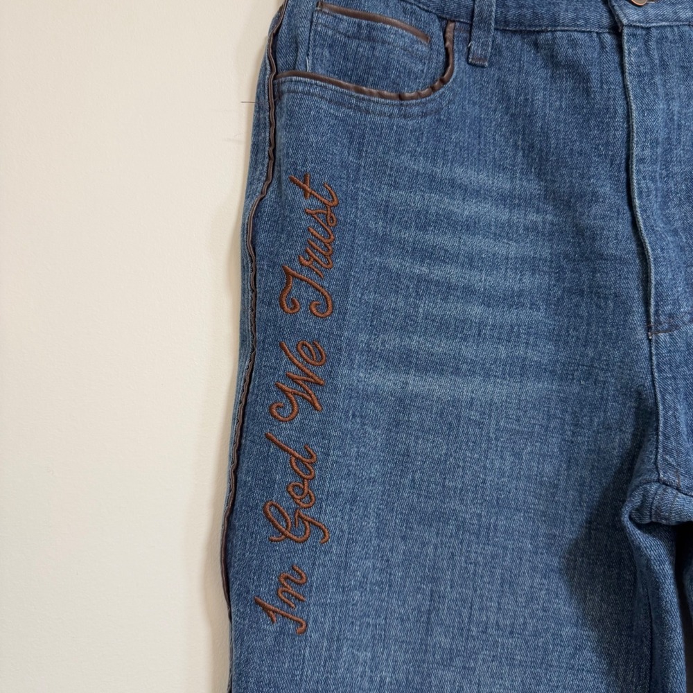 Rodeo Quincy In God We Trust Embroidered Jeans Womens 28 Blue Western Cowgirl